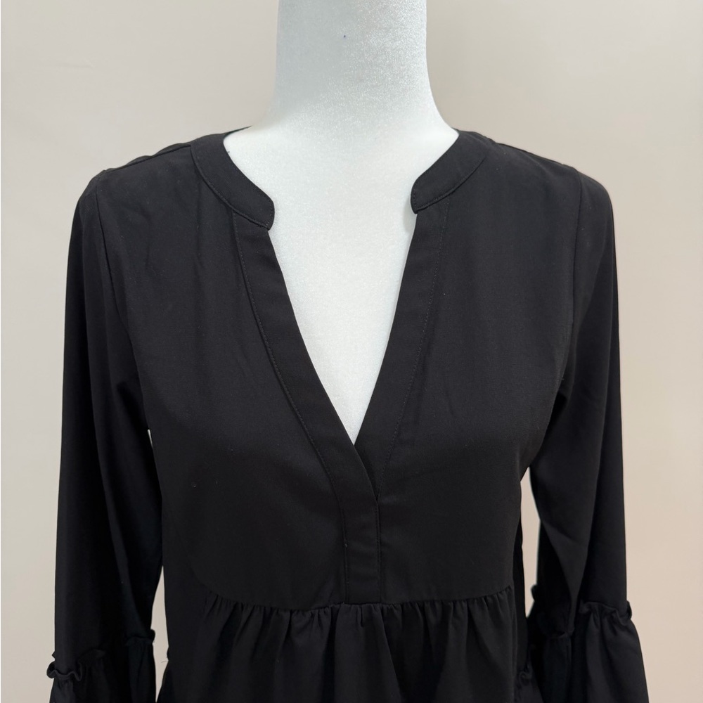 Tuckernuck Pomander Place Black Long Sleeve V Neck Kenzo Top Sz. S - Picture 3 of 6